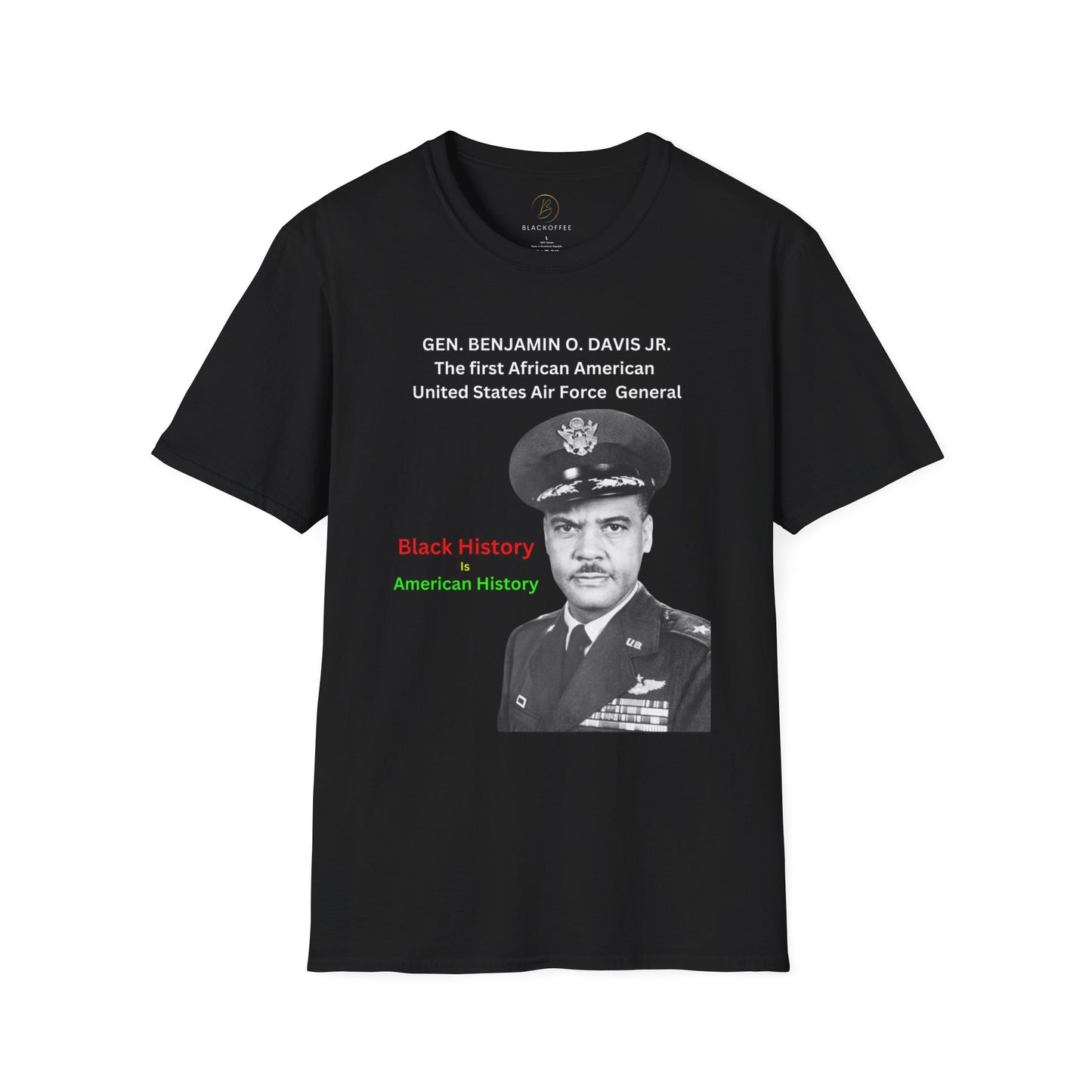 Celebrating Black History with General Benjamin O. Davis Jr.- Unisex Softstyle T-Shirt:
