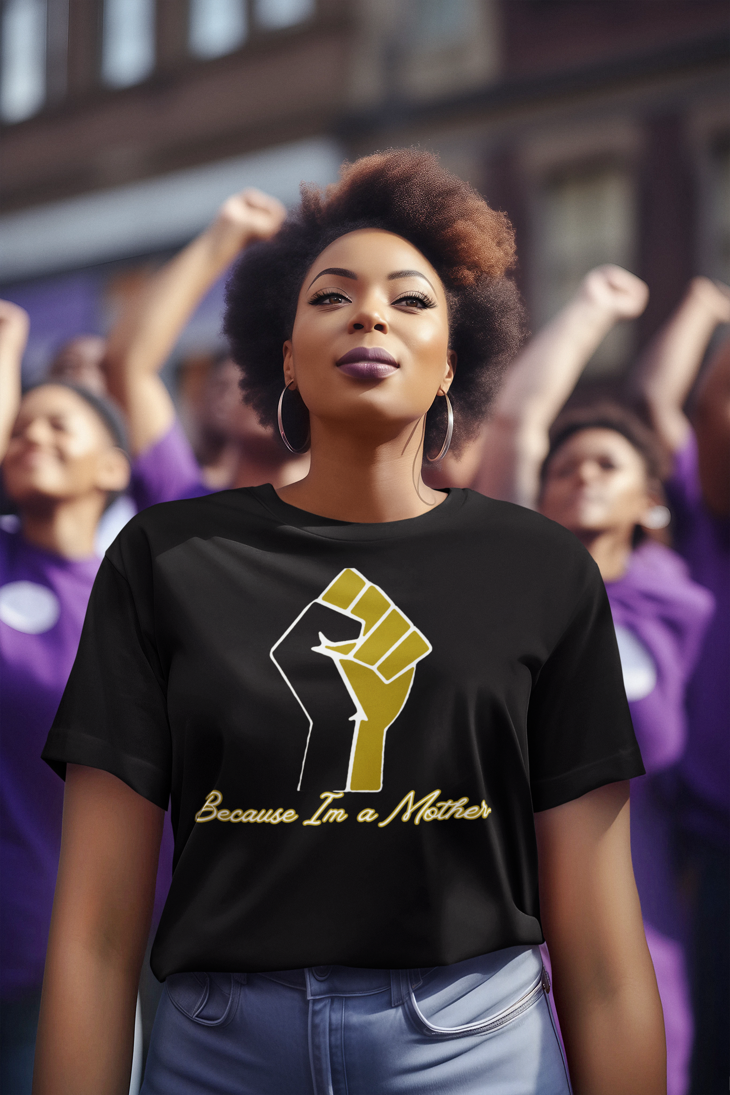 Raised Fist Mother Women’s relaxed v-neck t-shirt