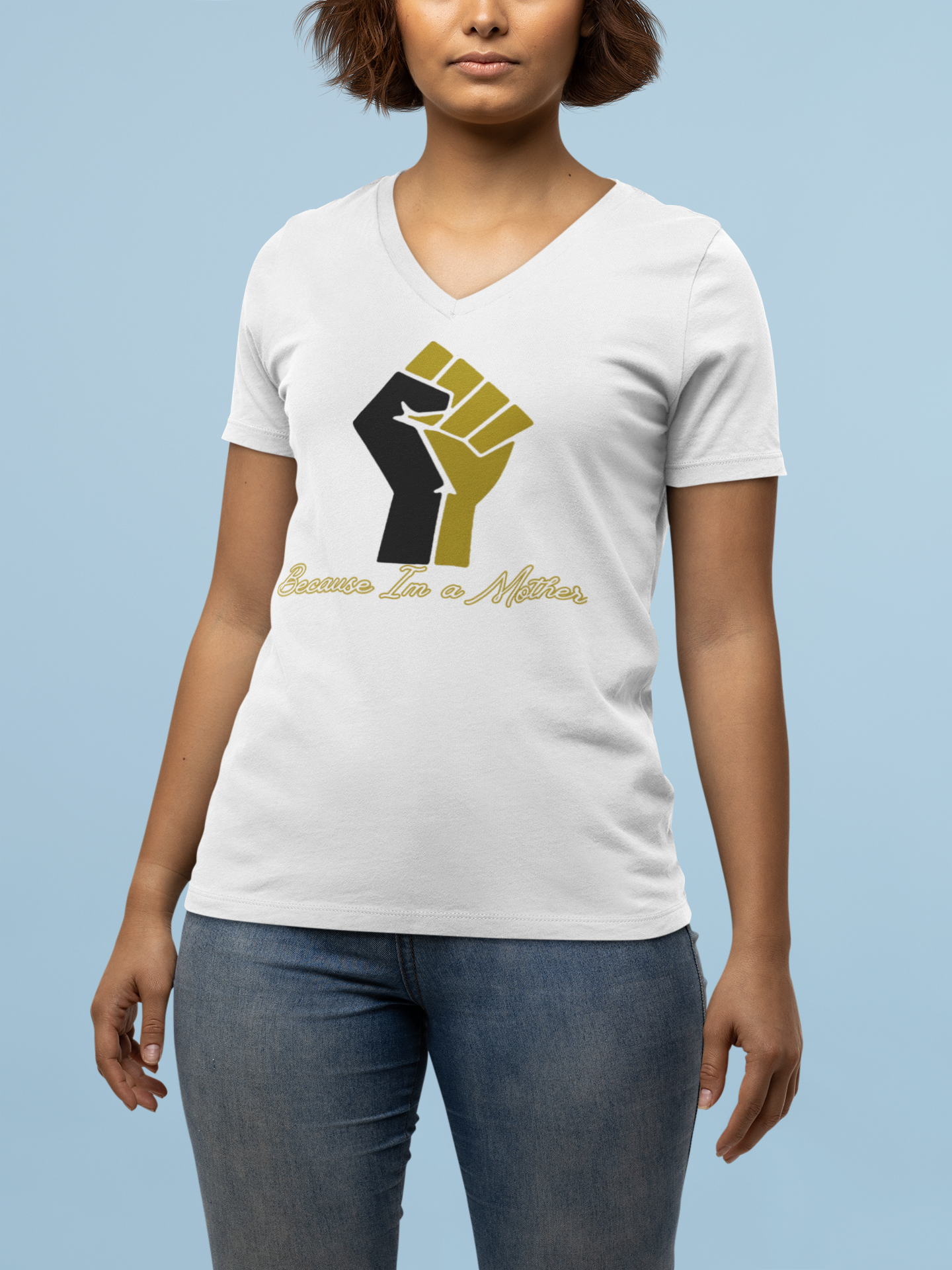 Raised Fist Mother Women’s relaxed v-neck t-shirt