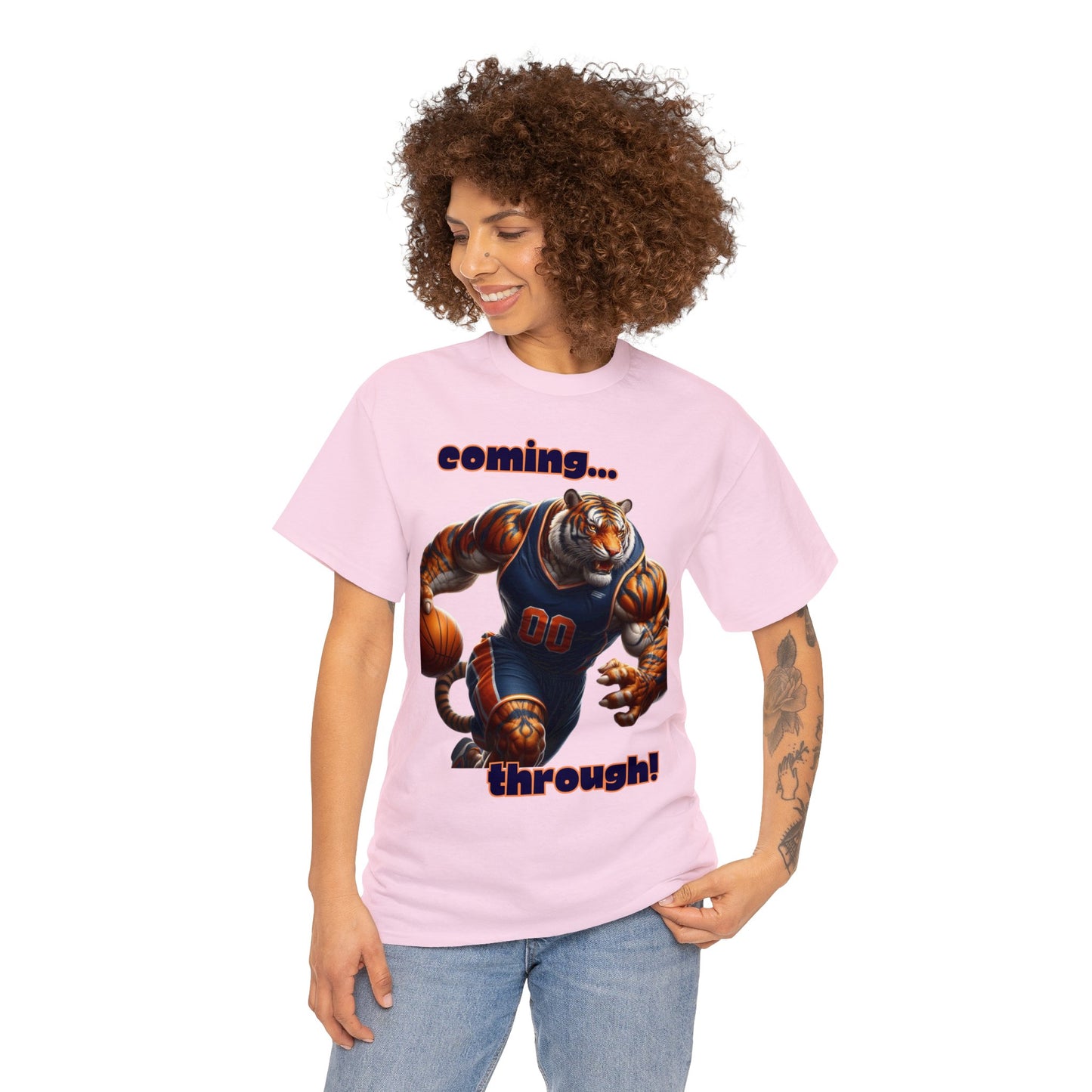 Tiger coming through Basketball Unisex Heavy Cotton Tee