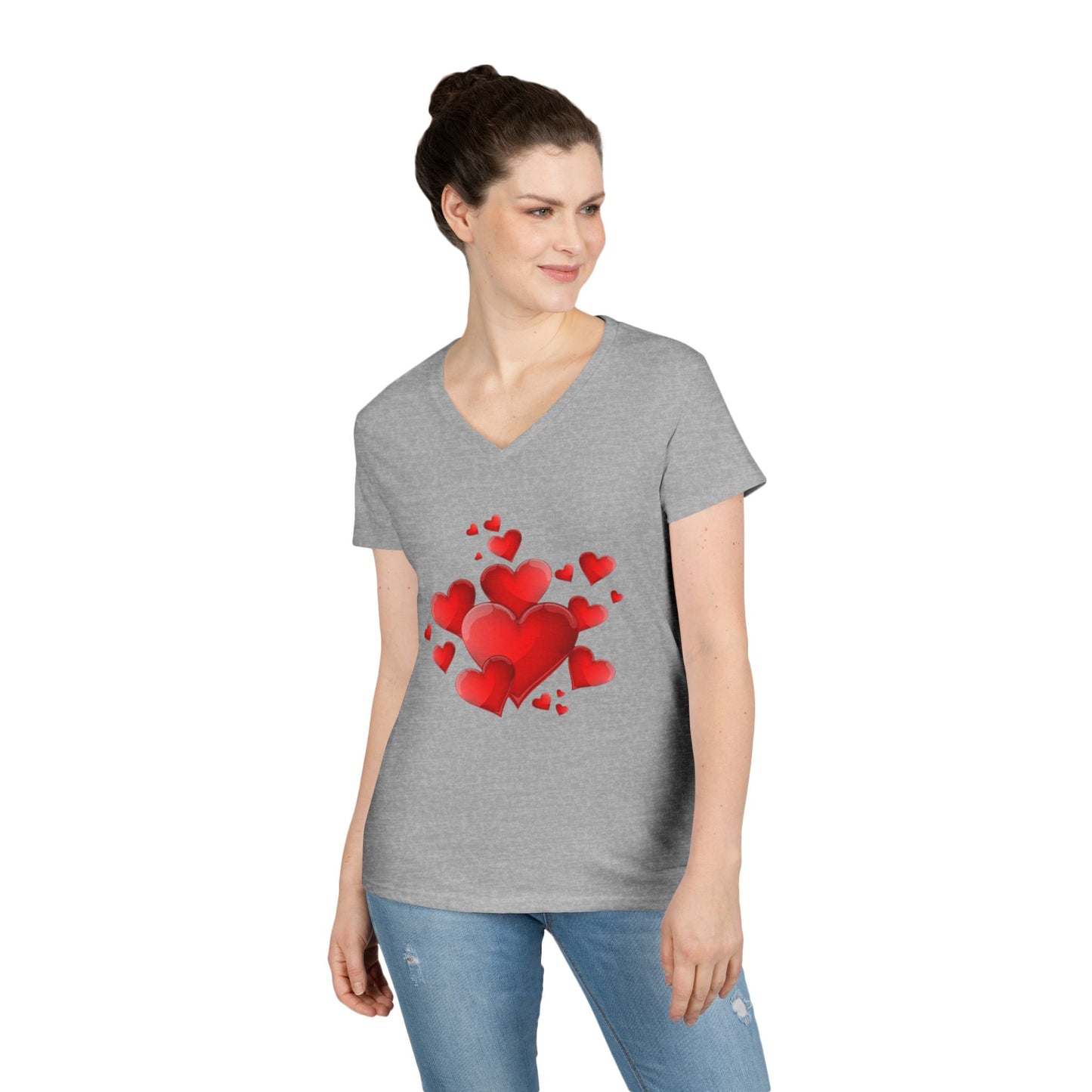 Exploding Heart V-Neck T-Shirt for Ladies