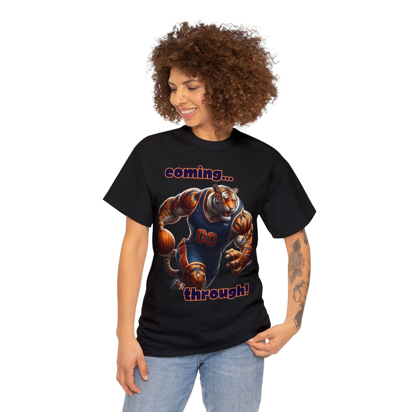 Tiger coming through Basketball Unisex Heavy Cotton Tee