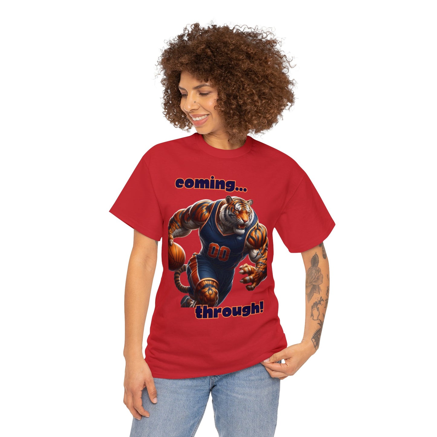 Tiger coming through Basketball Unisex Heavy Cotton Tee