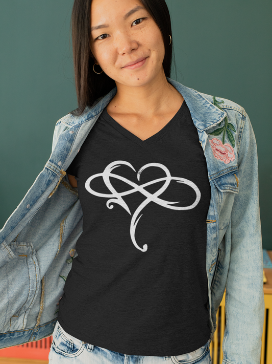 Infinity and heart Ladies' V-Neck T-Shirt