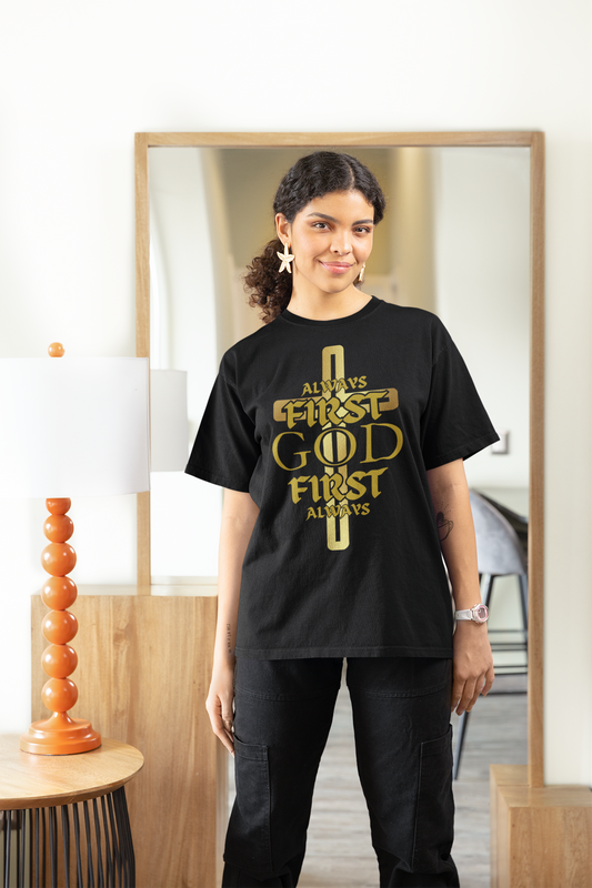 Unisex Heavy Cotton Tee - "Always First God First" Inspirational T-Shirt