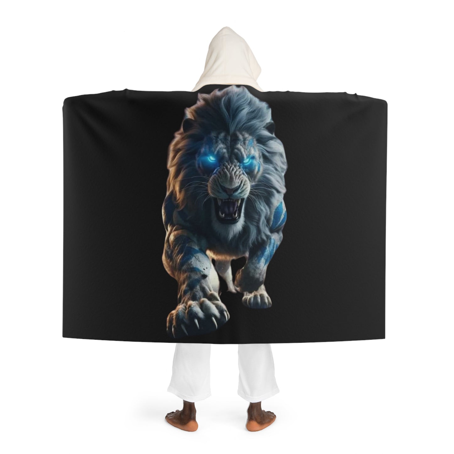 The Lion Hooded Sherpa Fleece Blanket