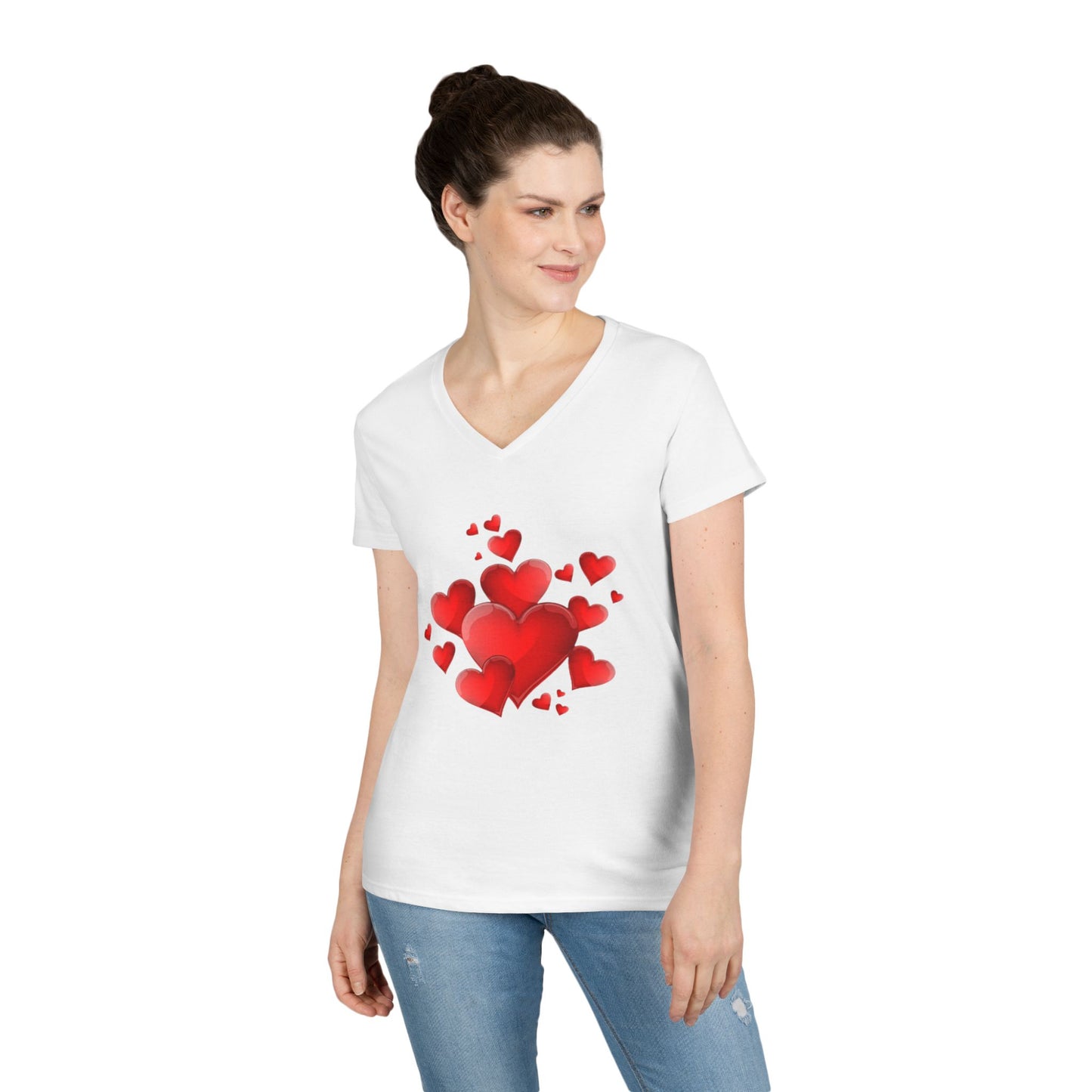 Exploding Heart V-Neck T-Shirt for Ladies