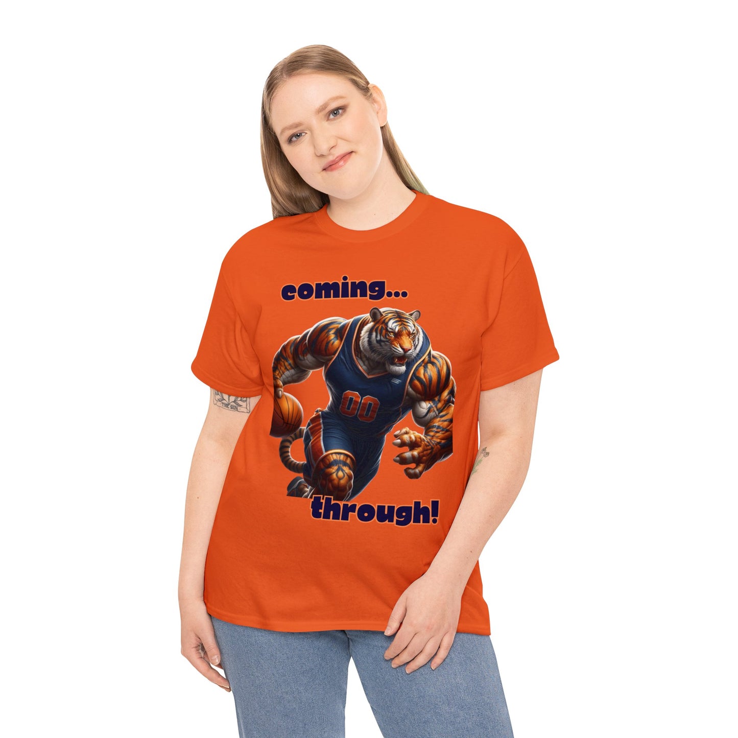 Tiger coming through Basketball Unisex Heavy Cotton Tee