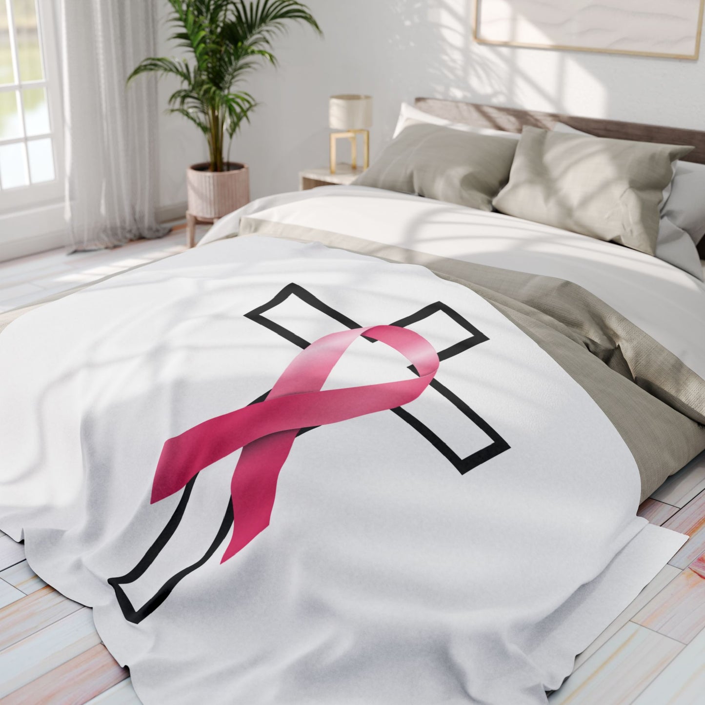 Faith Cancer Ribbon Arctic Fleece Blanket