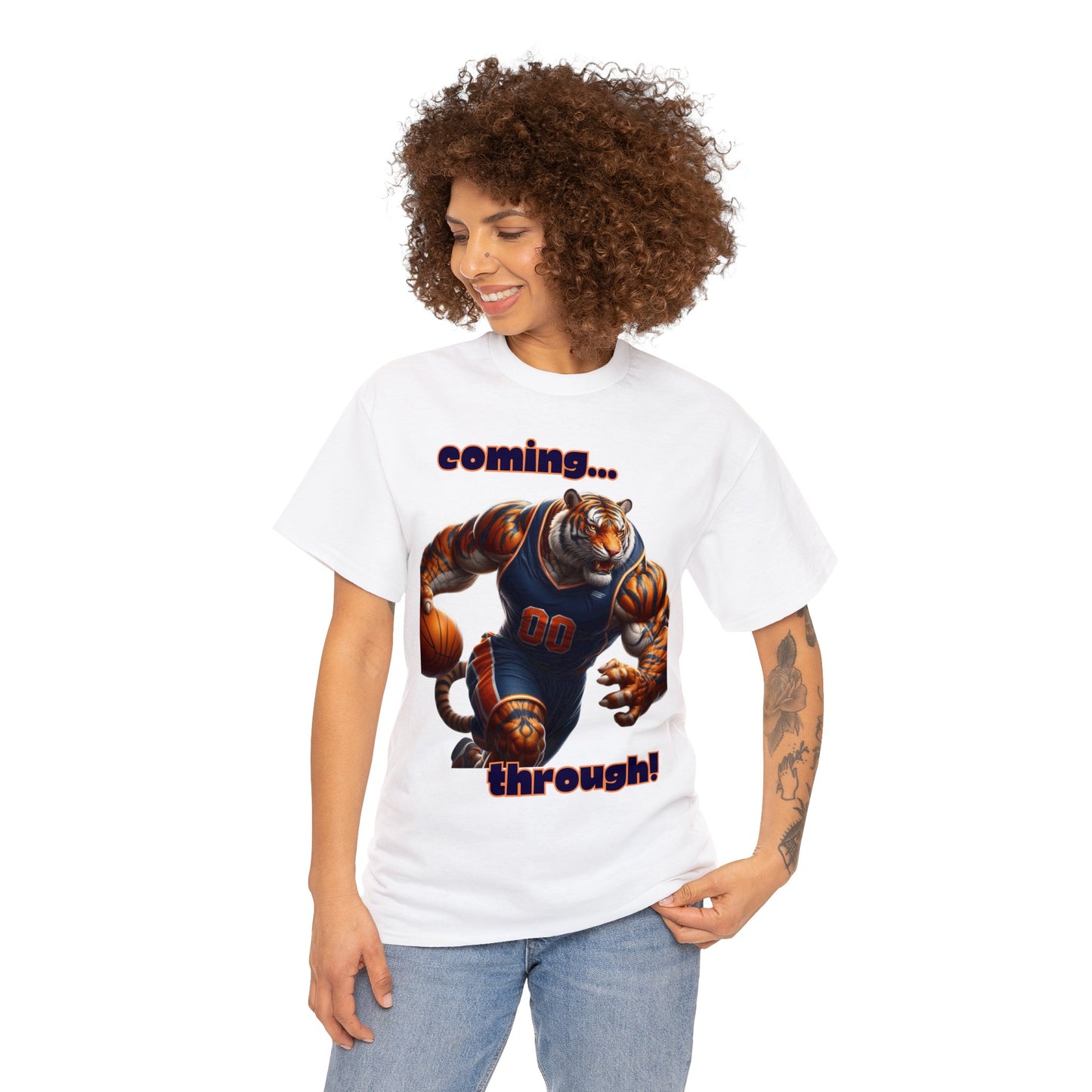 Tiger coming through Basketball Unisex Heavy Cotton Tee