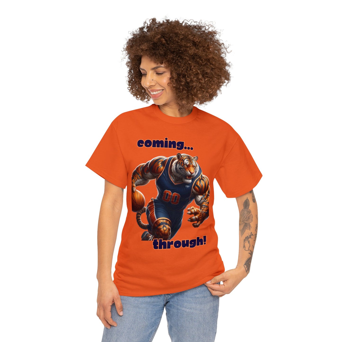 Tiger coming through Basketball Unisex Heavy Cotton Tee