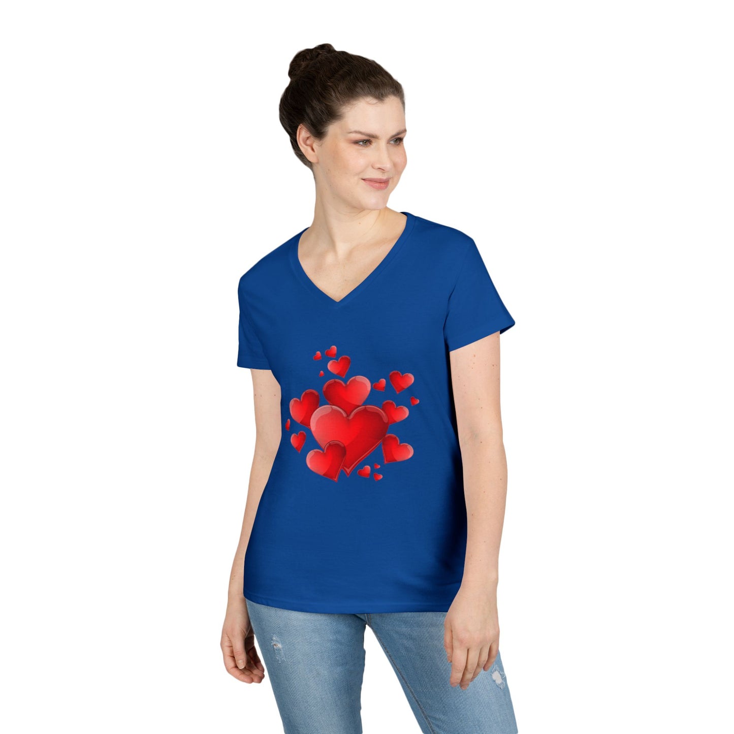 Exploding Heart V-Neck T-Shirt for Ladies