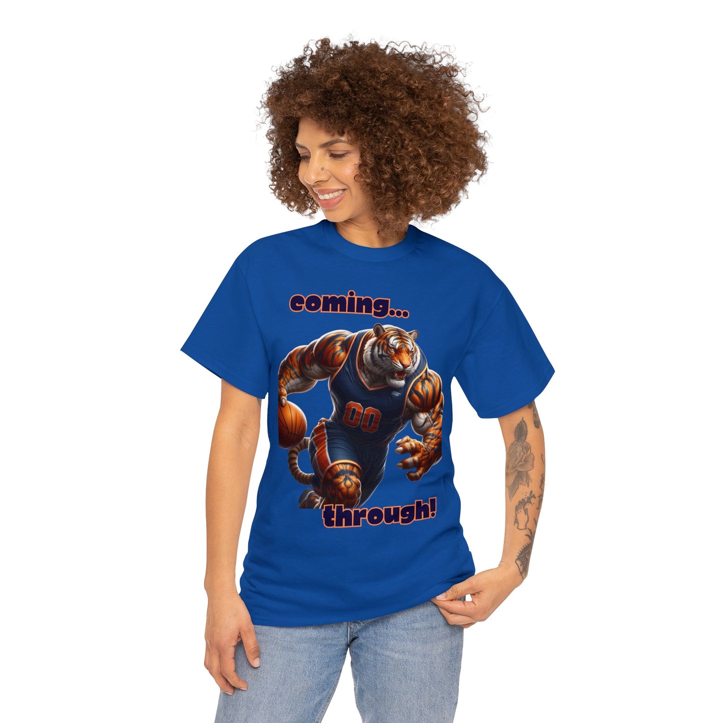 Tiger coming through Basketball Unisex Heavy Cotton Tee