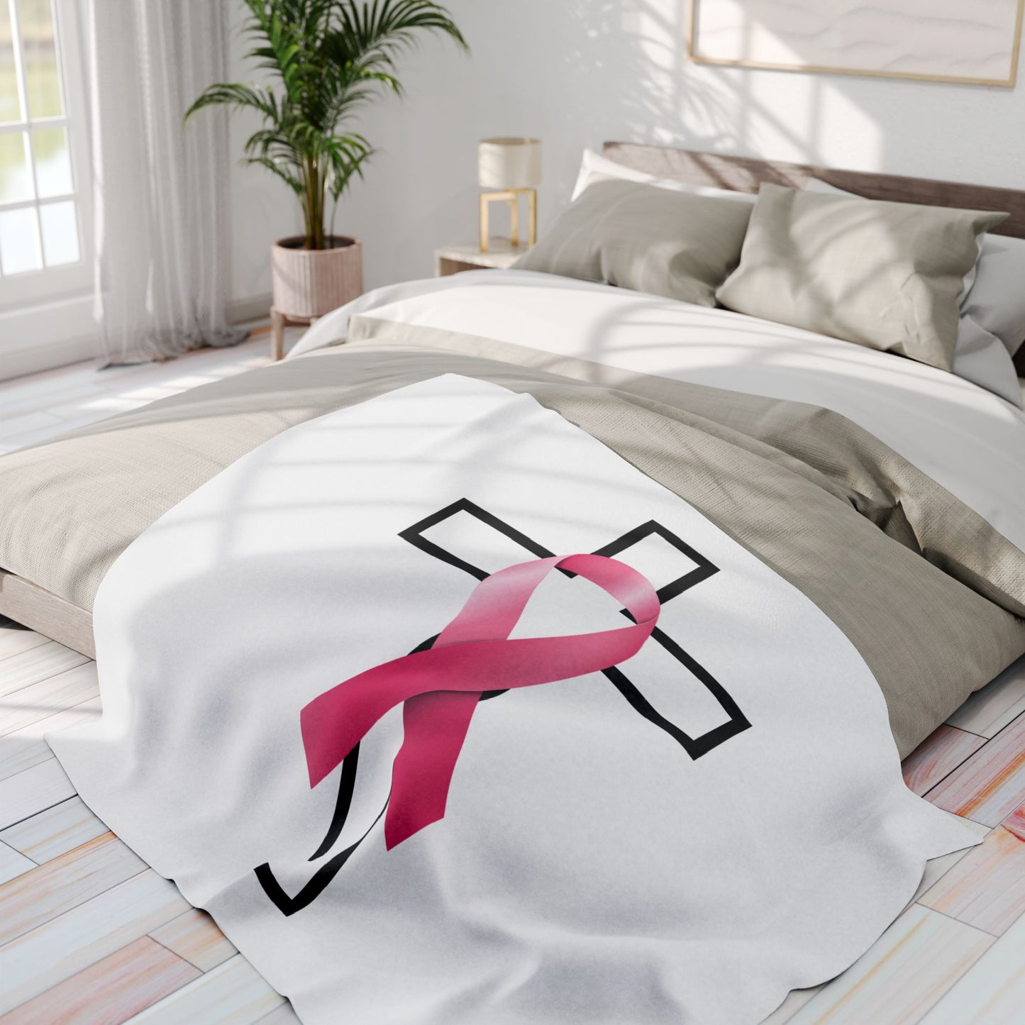 Faith Cancer Ribbon Arctic Fleece Blanket