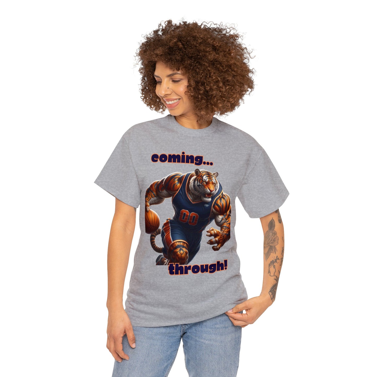 Tiger coming through Basketball Unisex Heavy Cotton Tee