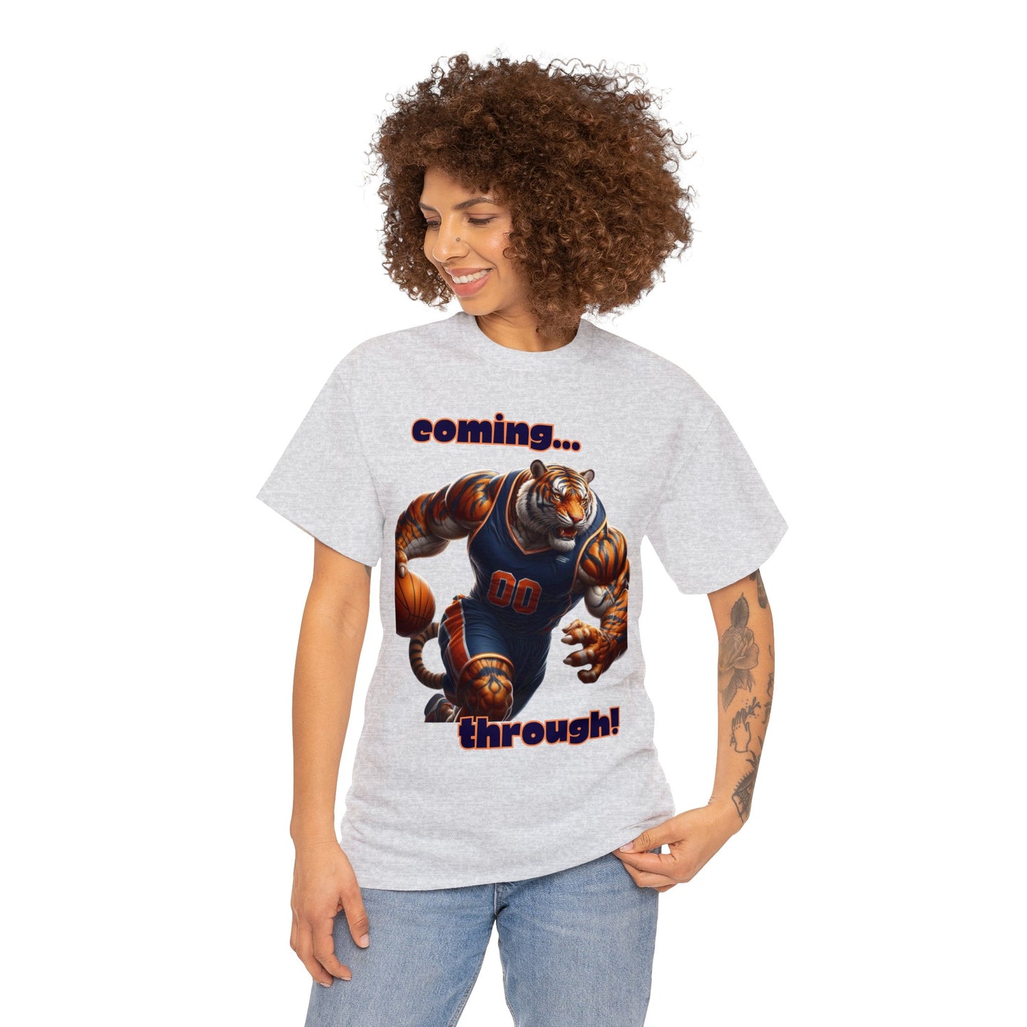 Tiger coming through Basketball Unisex Heavy Cotton Tee