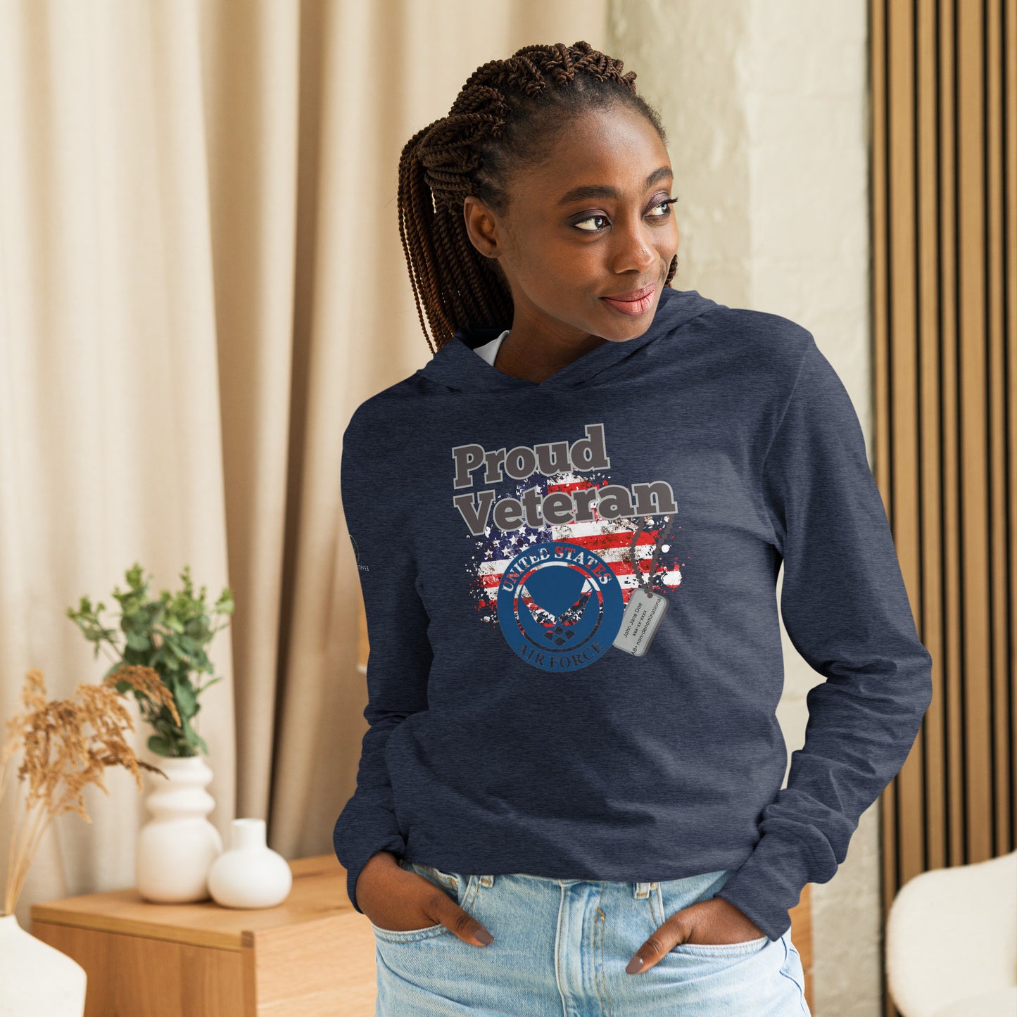 Proud Veteran USAF - Hooded long-sleeve tee