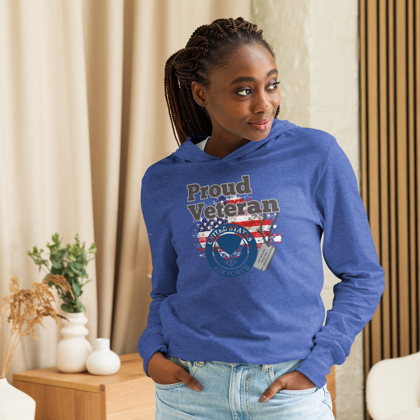 Proud Veteran USAF - Hooded long-sleeve tee