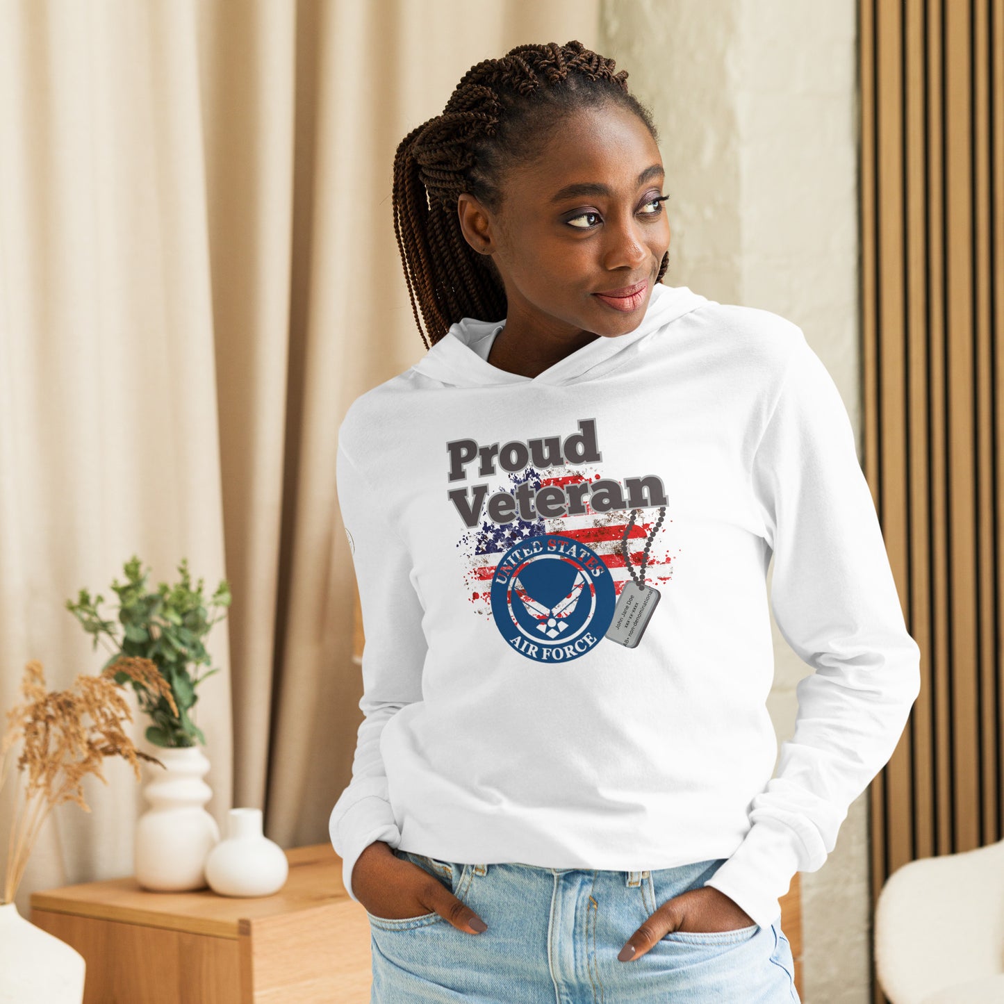 Proud Veteran USAF - Hooded long-sleeve tee