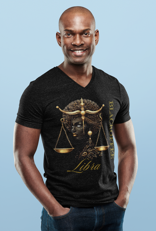 Libra Zodiac Unisex Short Sleeve V-Neck T-Shirt